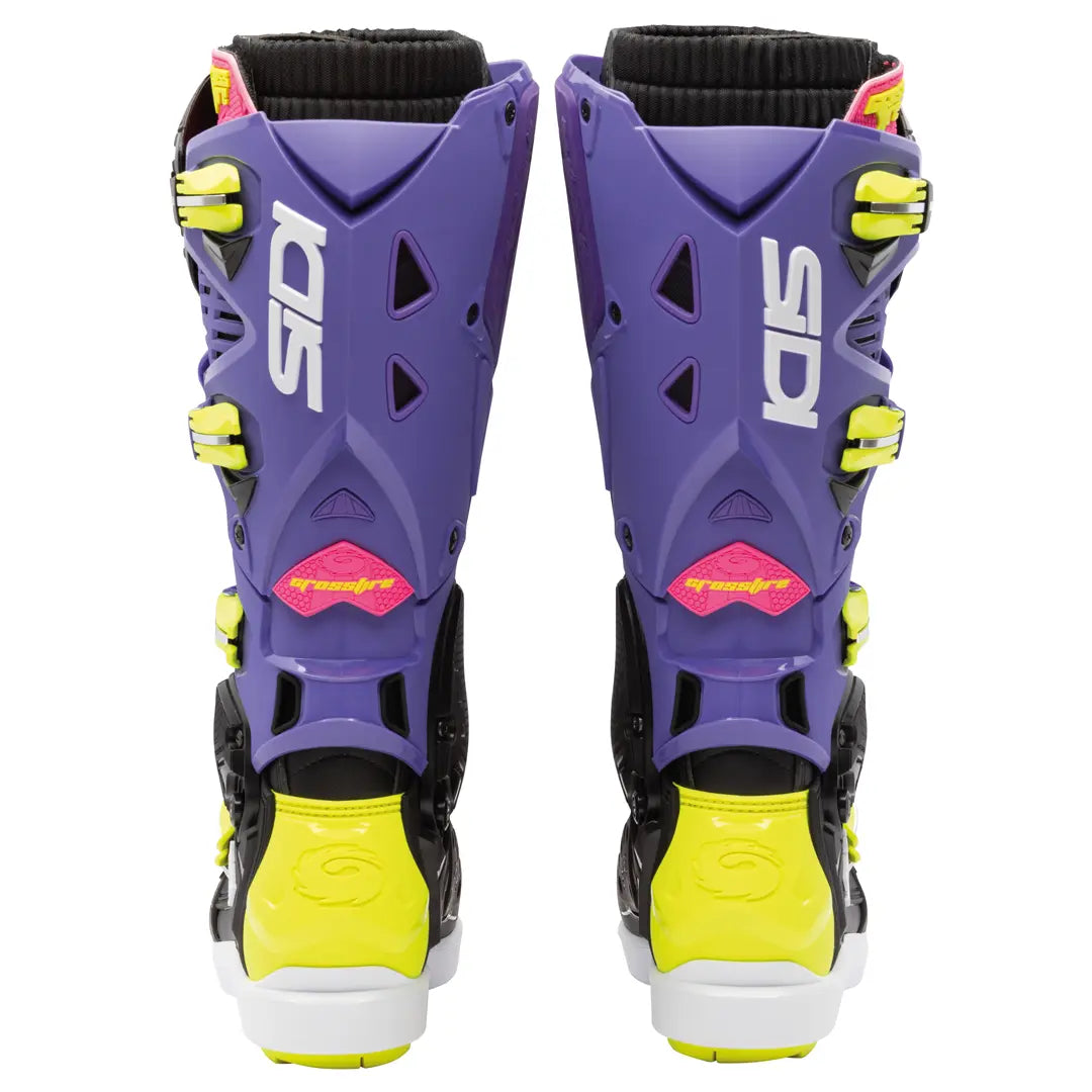 Sidi Crossfire 3 SRS CE Boots Violet / Black / Fluo Yellow FREE UK Delivery, FREE 365 Day Returns | Moto Central