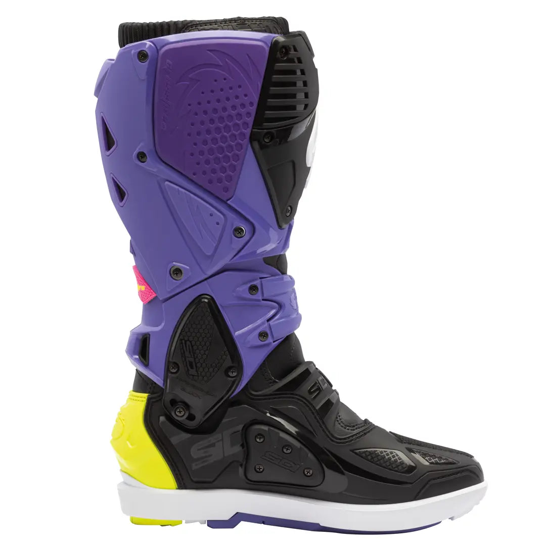 Sidi Crossfire 3 SRS CE Boots Violet / Black / Fluo Yellow FREE UK Delivery, FREE 365 Day Returns | Moto Central