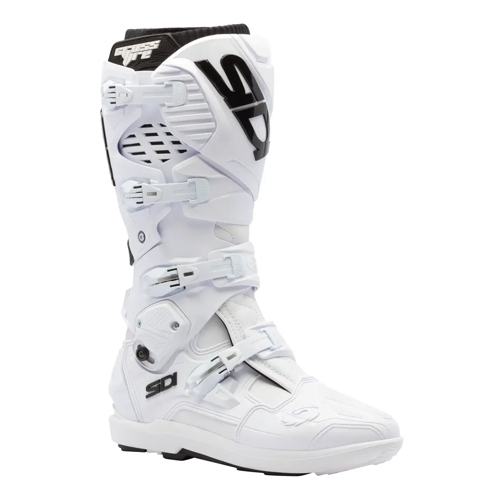 Sidi Crossfire 3 SRS CE Boots White / Black motorcycle boots – three-quarter side view