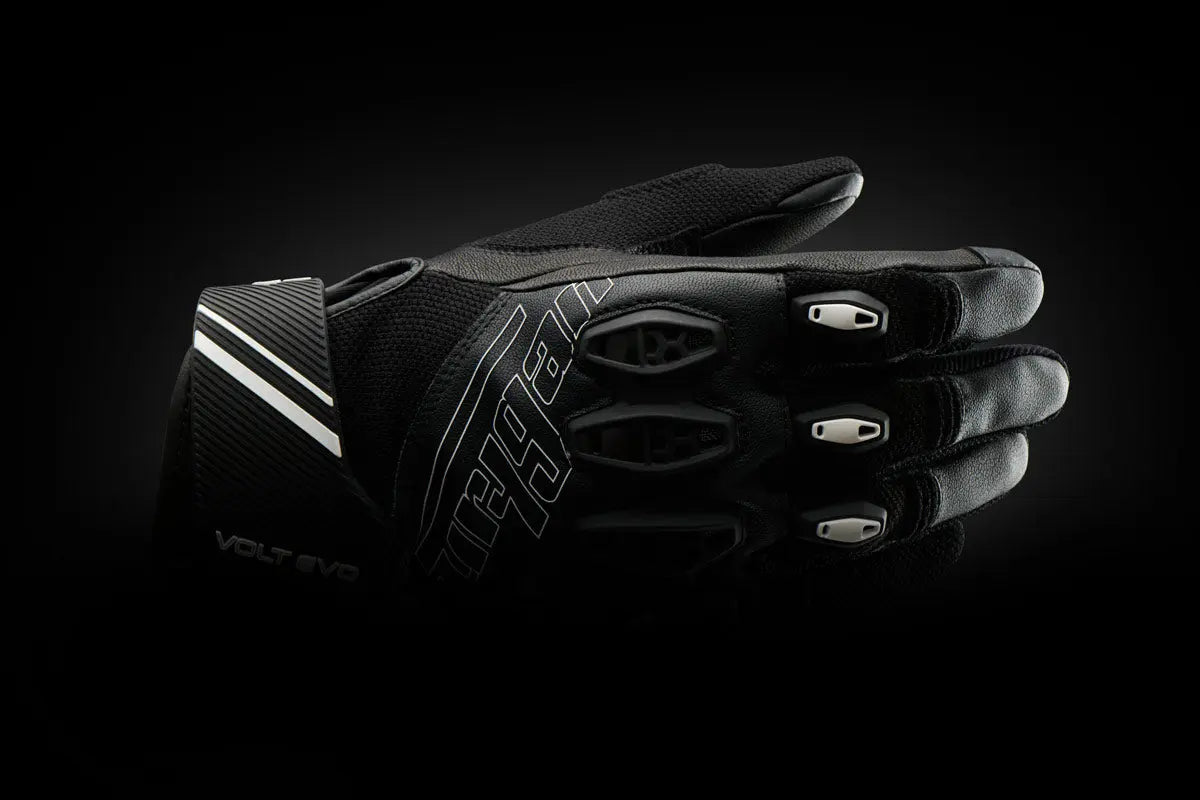 Furygan Volt Evo Leather & Textile Gloves Black / White - FREE UK Shipping, FREE 365 Day Returns | Moto Central