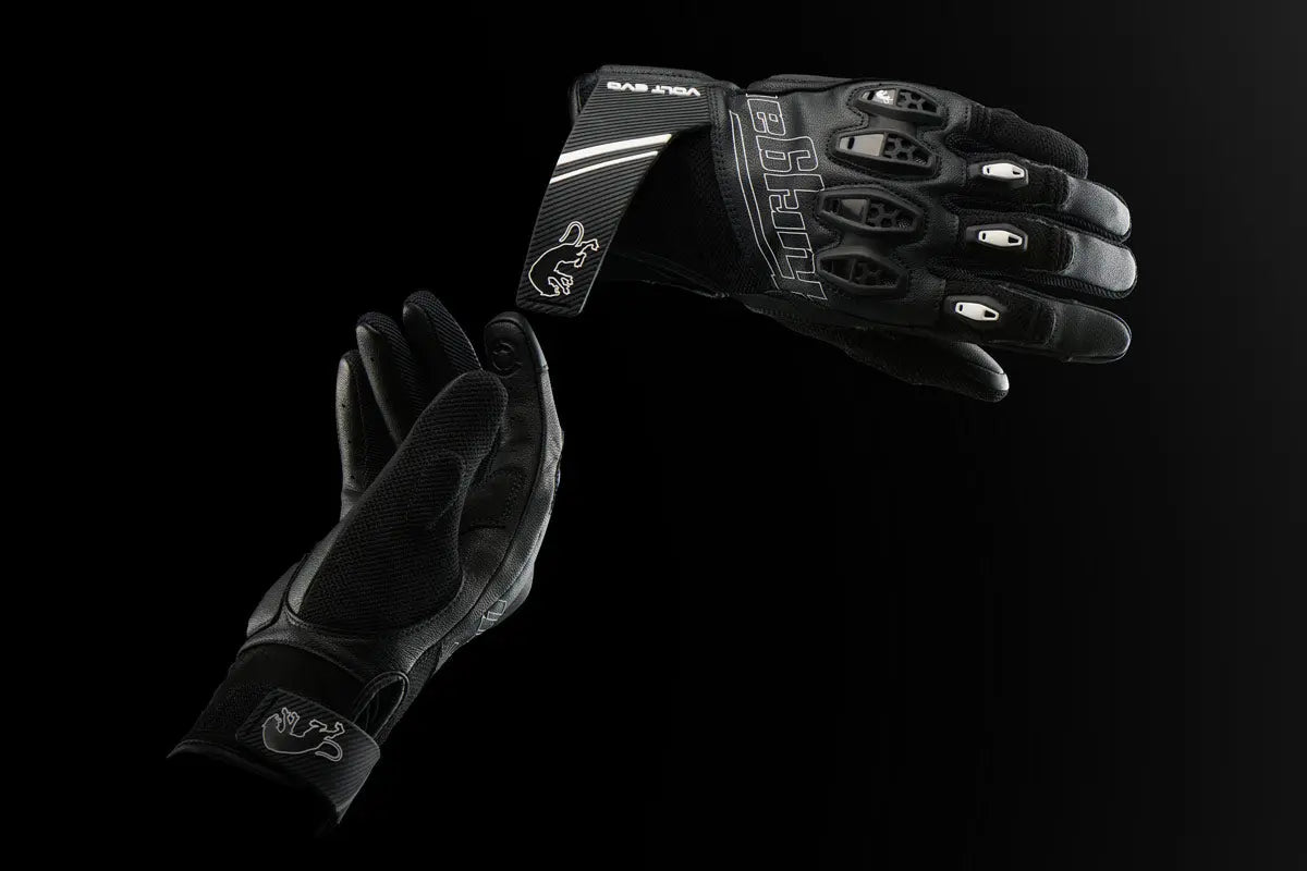 Furygan Volt Evo Leather & Textile Gloves Black / White - FREE UK Shipping, FREE 365 Day Returns | Moto Central