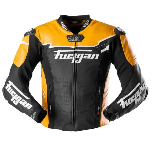 Furygan Signature 55 Leather Jacket Black / Yellow Fury FREE UK Delivery, FREE 365 Day Returns | Moto Central