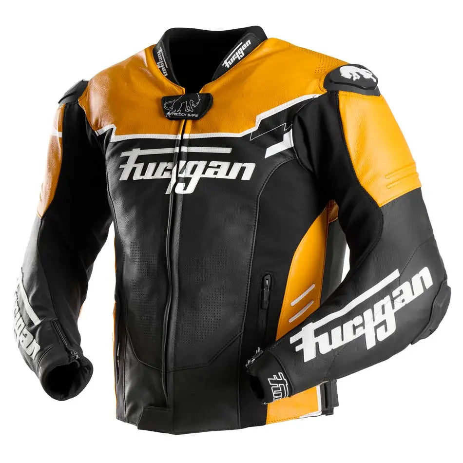Furygan Signature 55 Leather Jacket Black / Yellow Fury FREE UK Delivery, FREE 365 Day Returns | Moto Central