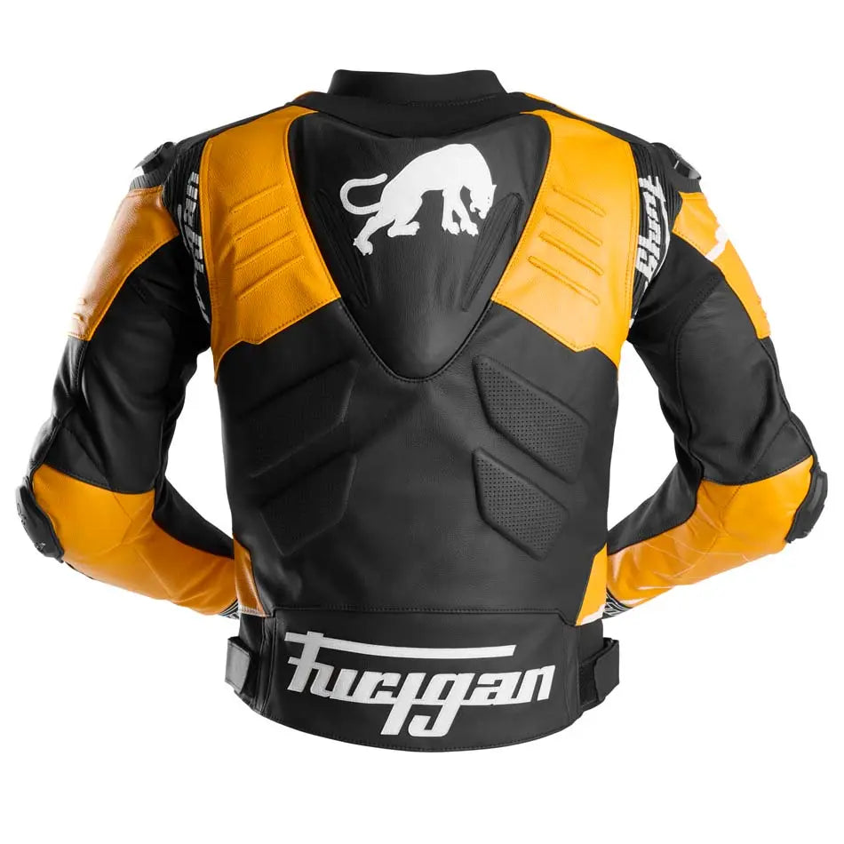 Furygan Signature 55 Leather Jacket Black / Yellow Fury FREE UK Delivery, FREE 365 Day Returns | Moto Central