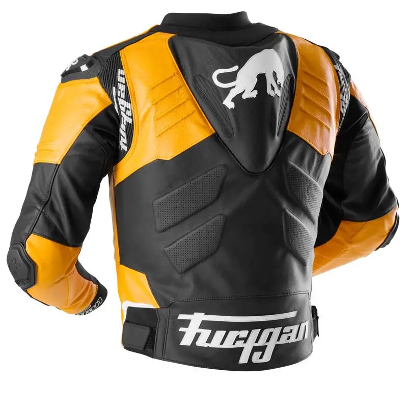 Furygan Signature 55 Leather Jacket Black / Yellow Fury FREE UK Delivery, FREE 365 Day Returns | Moto Central