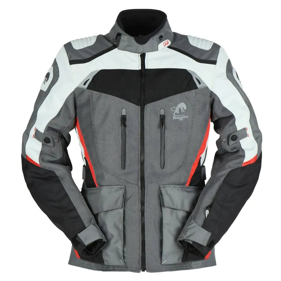 Furygan Apalaches Vented 2W1 Textile Jacket Black / Grey / Red FREE UK Delivery, FREE 365 Day Returns | Moto Central