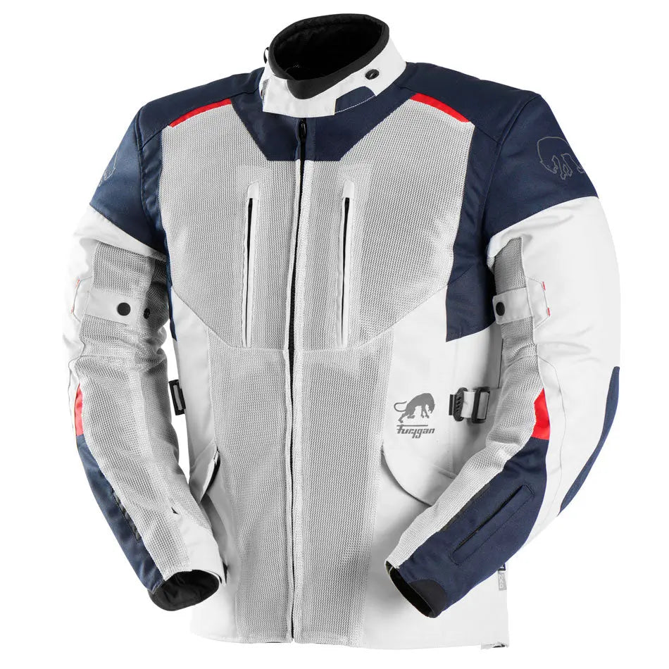 Furygan Brooks Vented+ Textile Jacket Blue / Pearl / Red FREE UK Delivery, FREE 365 Day Returns | Moto Central