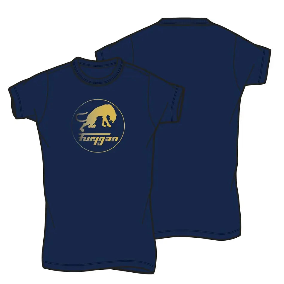 Furygan Corpo TS Logo Ladies T-Shirt Navy / Gold FREE UK Delivery, FREE 365 Day Returns | Moto Central