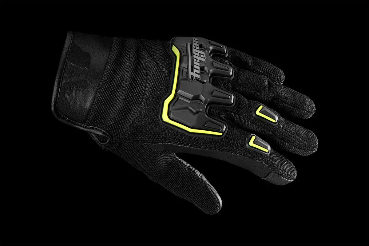 Furygan Shade Textile Gloves Black / Fluo Yellow FREE UK Delivery, FREE 365 Day Returns | Moto Central