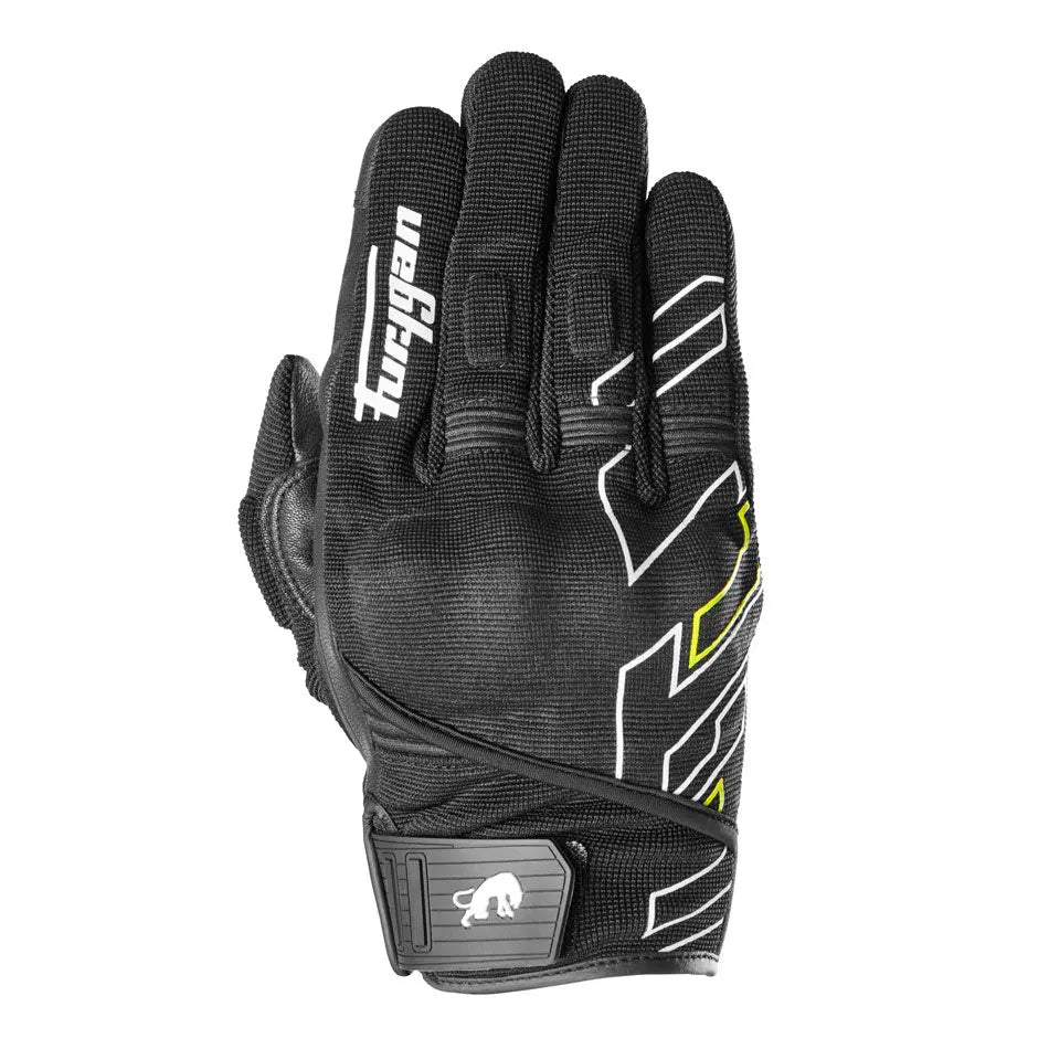 Furygan Jet Neon D3O Textile Gloves Black / White / Fluo Yellow FREE UK Delivery, FREE 365 Day Returns | Moto Central