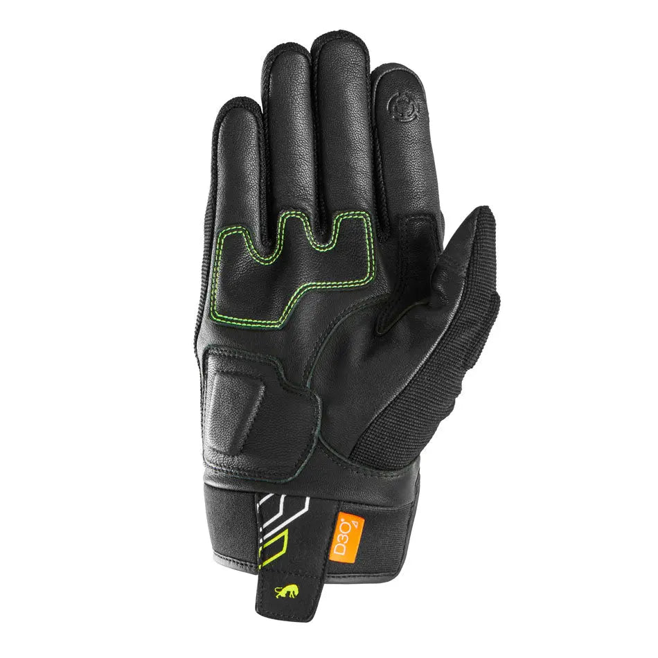 Furygan Jet Neon D3O Textile Gloves Black / White / Fluo Yellow FREE UK Delivery, FREE 365 Day Returns | Moto Central