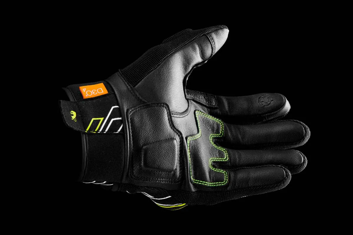 Furygan Jet Neon D3O Textile Gloves Black / White / Fluo Yellow FREE UK Delivery, FREE 365 Day Returns | Moto Central