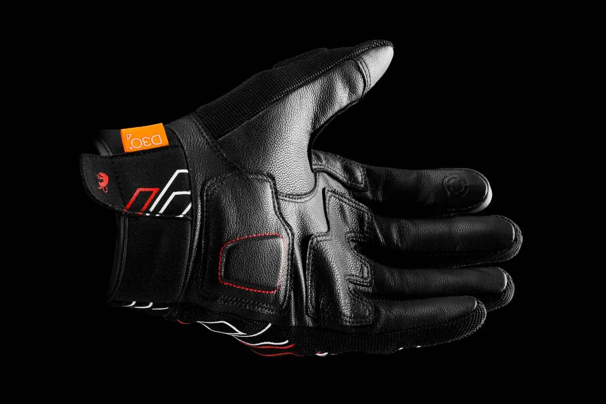 Furygan Jet Neon D3O Textile Gloves Black / White / Red FREE UK Delivery, FREE 365 Day Returns | Moto Central
