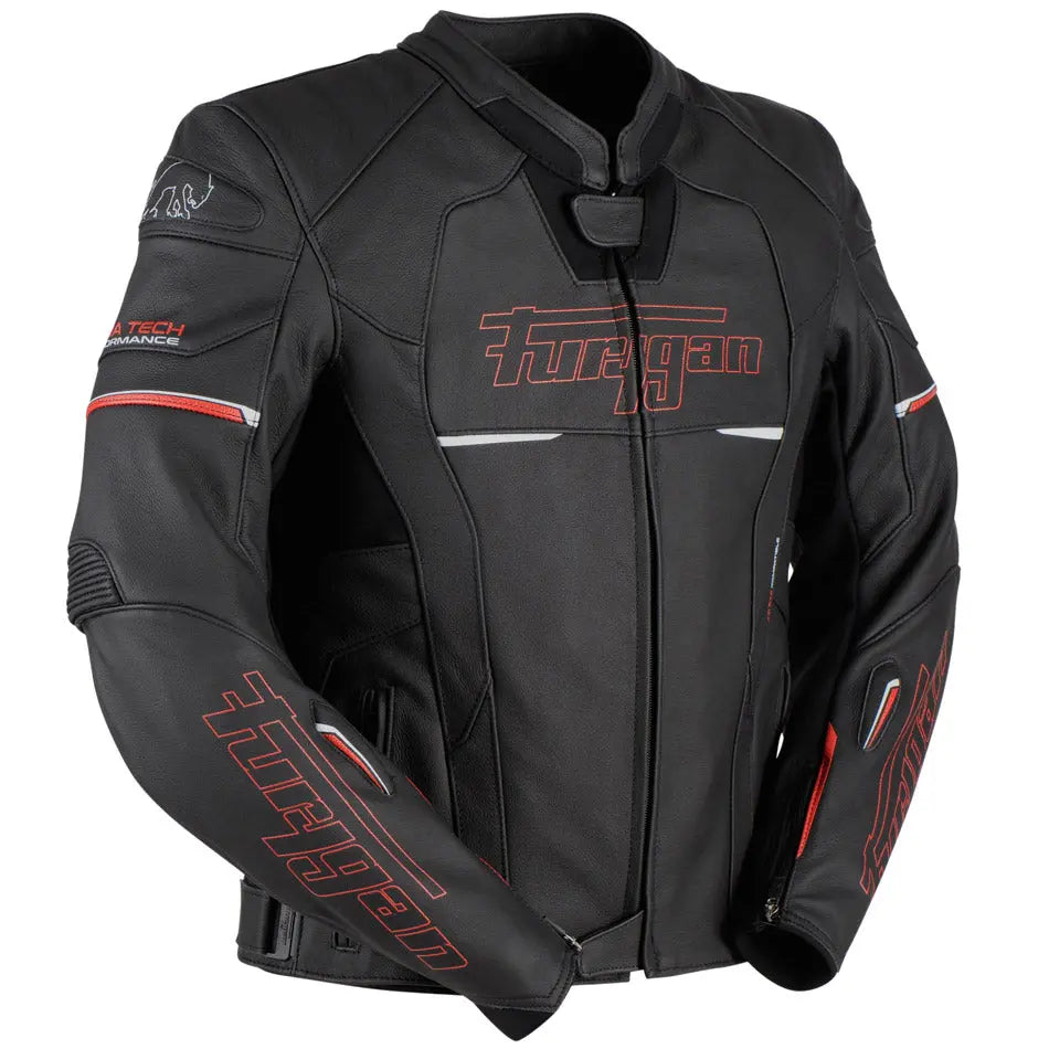 Furygan Nitros Leather Jacket Black / Red FREE UK Delivery, FREE 365 Day Returns | Moto Central