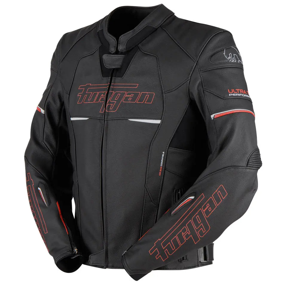 Furygan Nitros Leather Jacket Black / Red FREE UK Delivery, FREE 365 Day Returns | Moto Central