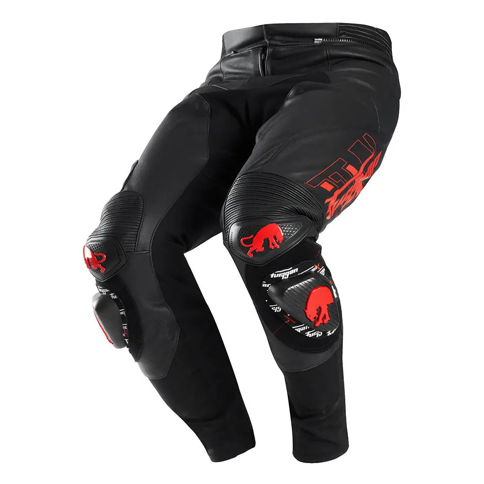 Furygan Drack Leather Trouser Black / Red / Red FREE UK Delivery, FREE 365 Day Returns | Moto Central