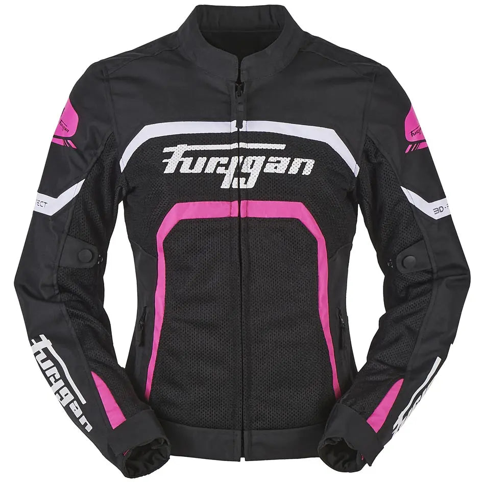 Furygan Mystic Evo Vented Ladies Textile Jacket Black / White / Pink FREE UK Delivery, FREE 365 Day Returns | Moto Central