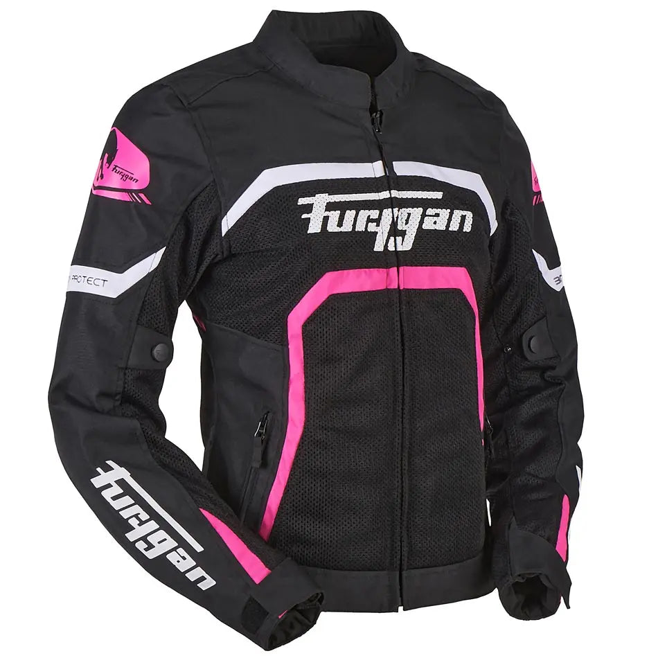 Furygan Mystic Evo Vented Ladies Textile Jacket Black / White / Pink FREE UK Delivery, FREE 365 Day Returns | Moto Central