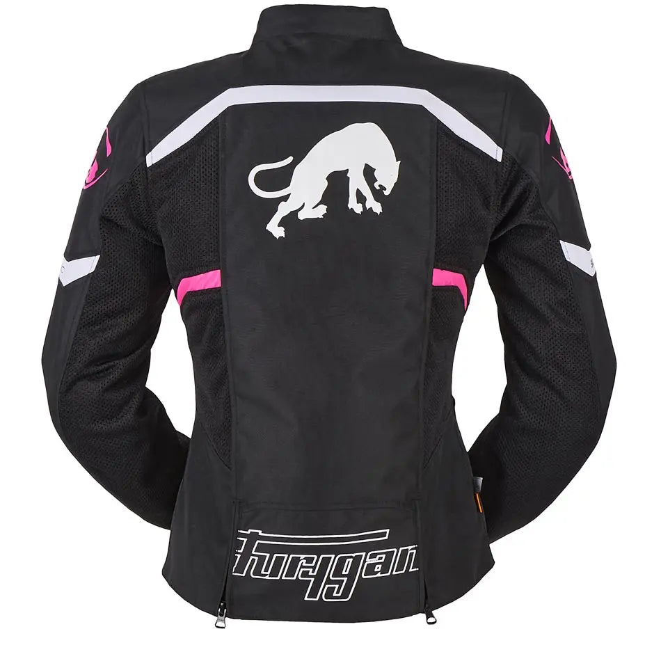 Furygan Mystic Evo Vented Ladies Textile Jacket Black / White / Pink FREE UK Delivery, FREE 365 Day Returns | Moto Central