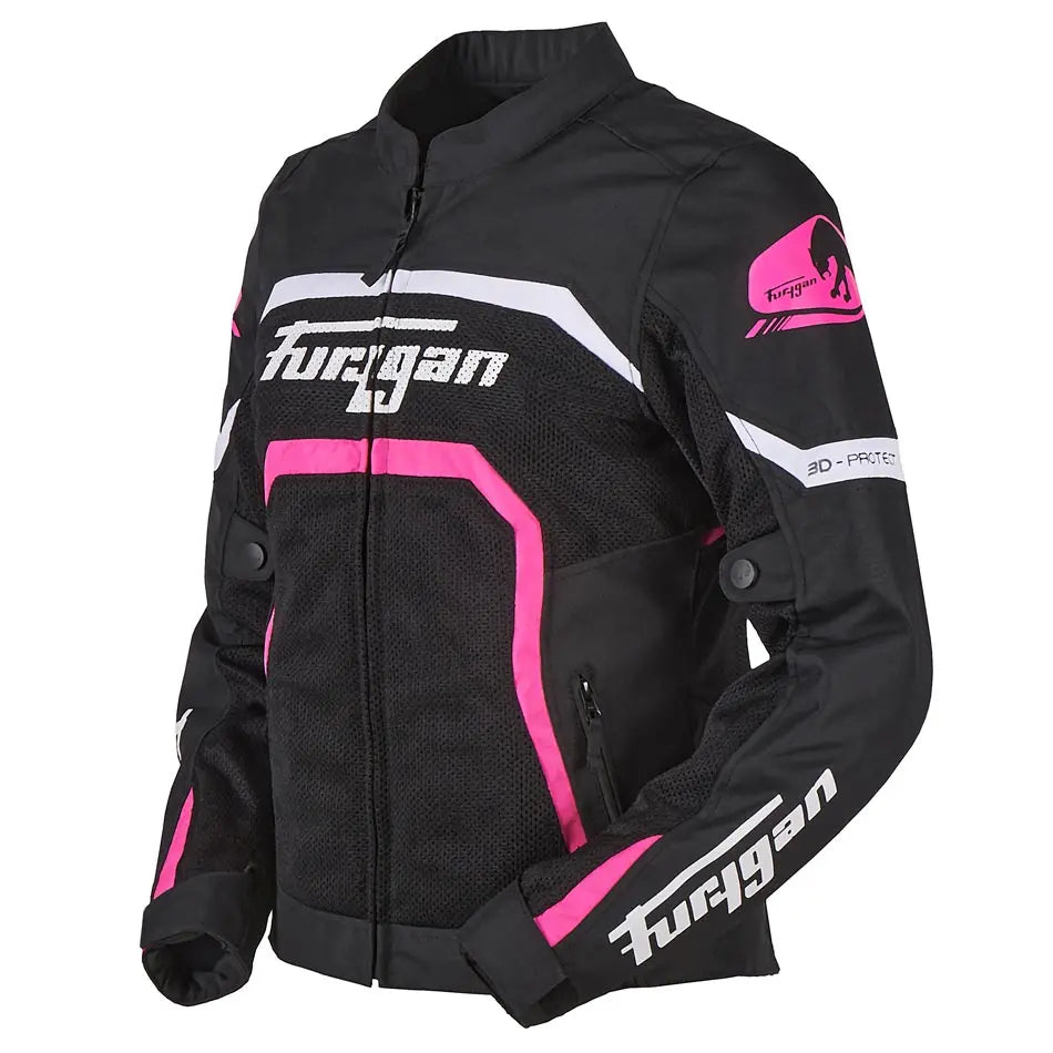 Furygan Mystic Evo Vented Ladies Textile Jacket Black / White / Pink FREE UK Delivery, FREE 365 Day Returns | Moto Central