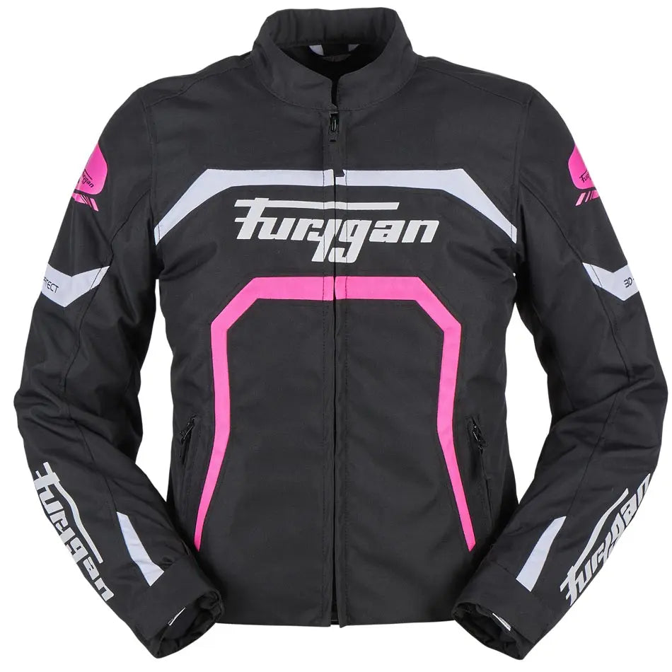 Furygan Mystic Evo Ladies Textile Jacket Black / White / Pink FREE UK Delivery, FREE 365 Day Returns | Moto Central