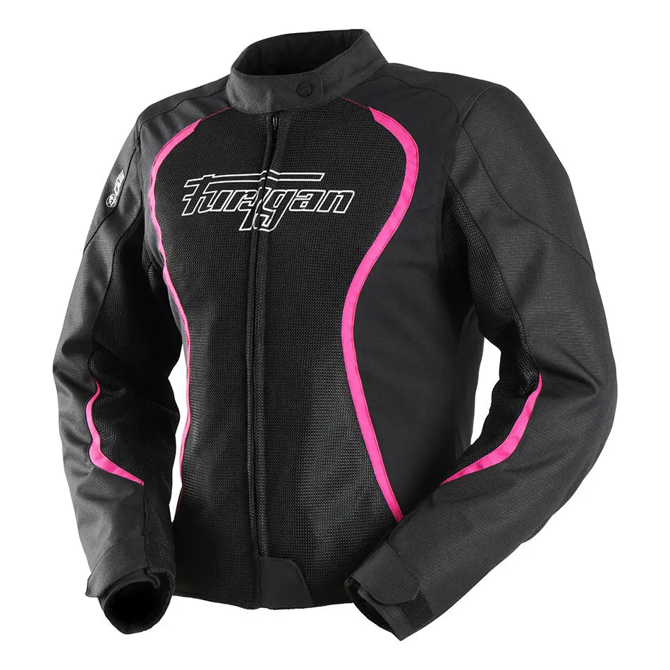 Furygan Odessa Vented 3-In-1 Ladies Textile Jacket Black / White / Pink FREE UK Delivery, FREE 365 Day Returns | Moto Central