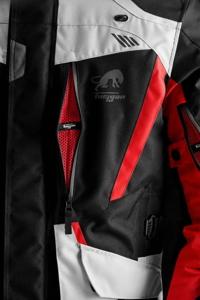 Furygan Apalaches Evo Textile Jacket Black / Pearl / Red FREE UK Delivery, FREE 365 Day Returns | Moto Central