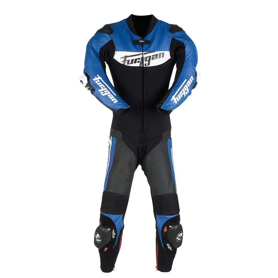 Furygan Combi Kids Evo Leather Suit Black / Blue / White FREE UK Delivery, FREE 365 Day Returns | Moto Central