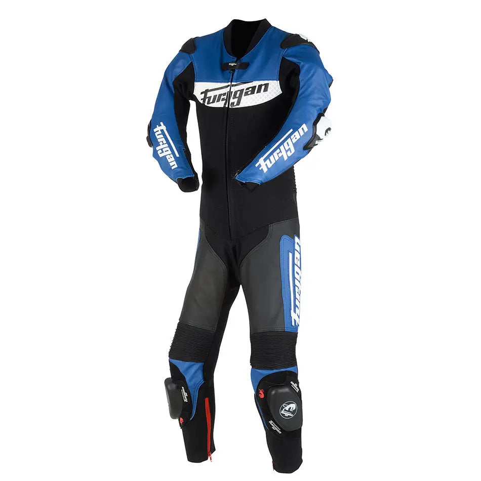 Furygan Combi Kids Evo Leather Suit Black / Blue / White FREE UK Delivery, FREE 365 Day Returns | Moto Central