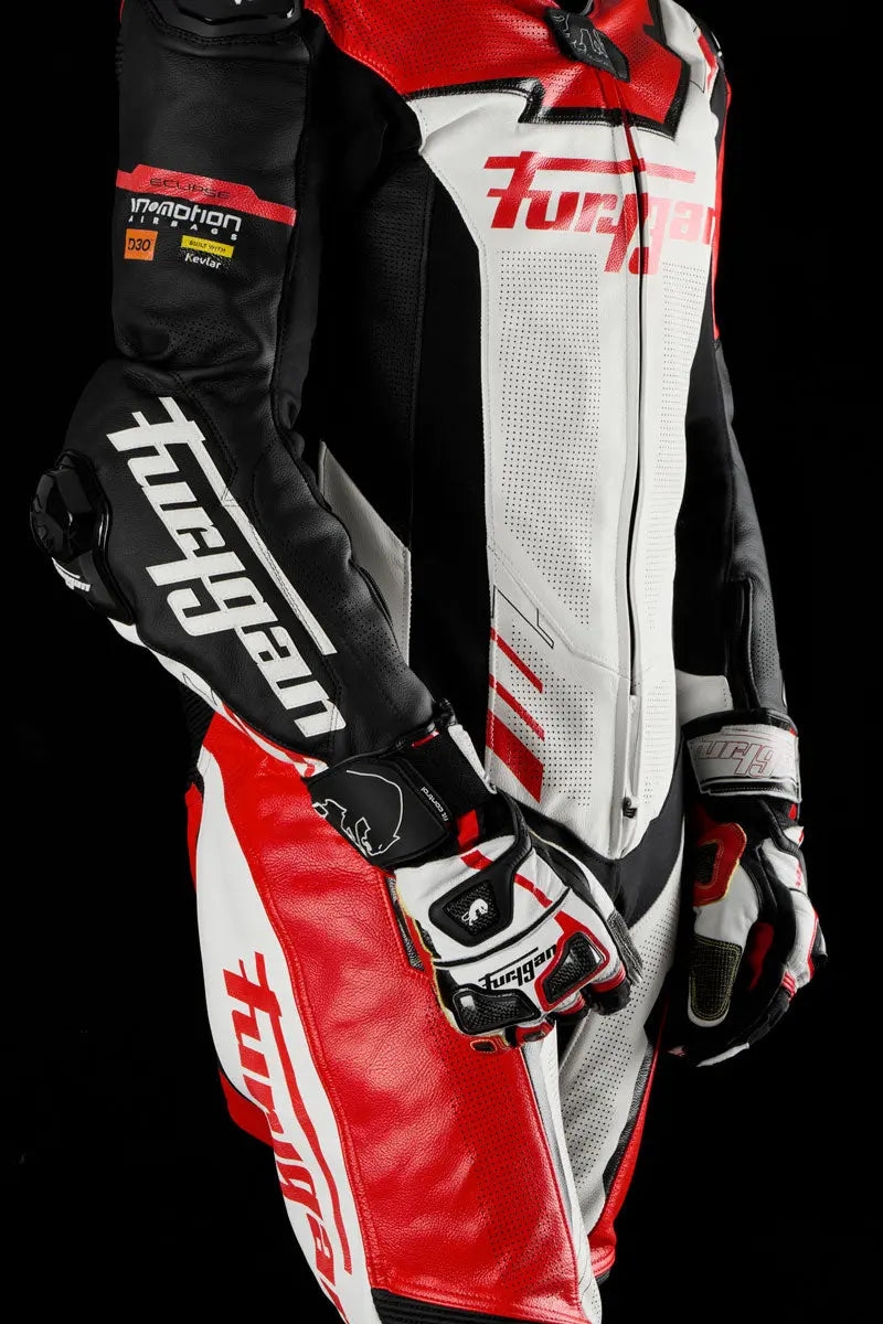 Furygan Eclipse X Kevlar One Piece Leather Suit Black / Red / White FREE UK Delivery, FREE 365 Day Returns | Moto Central