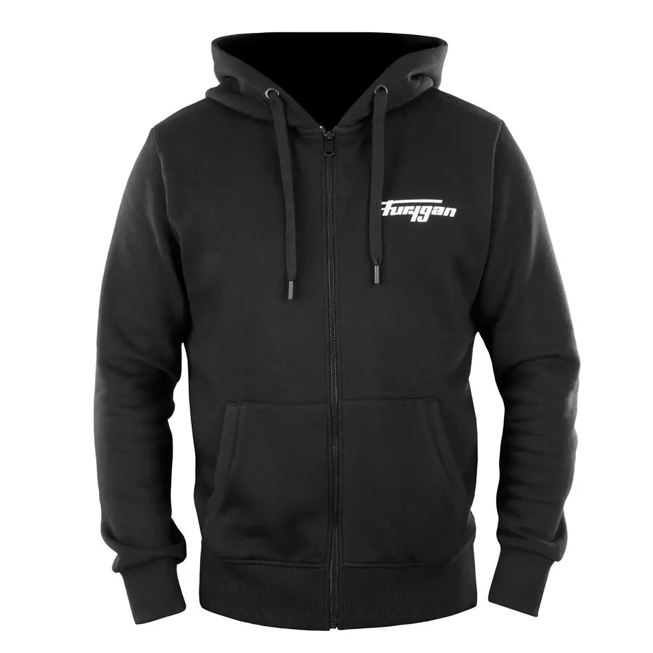 Furygan Corpo Zip Hoodie Black / White FREE UK Delivery, FREE 365 Day Returns | Moto Central