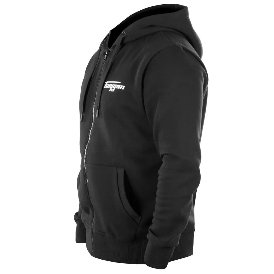 Furygan Corpo Zip Hoodie Black / White FREE UK Delivery, FREE 365 Day Returns | Moto Central