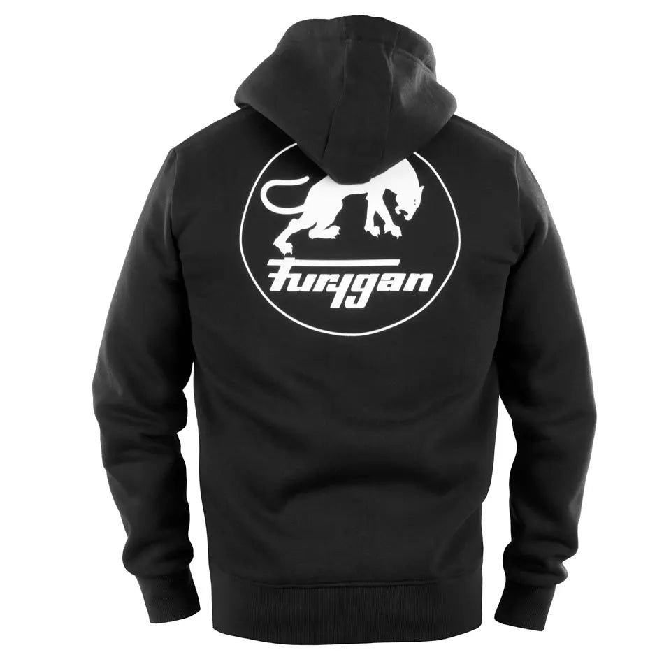 Furygan Corpo Zip Hoodie Black / White FREE UK Delivery, FREE 365 Day Returns | Moto Central