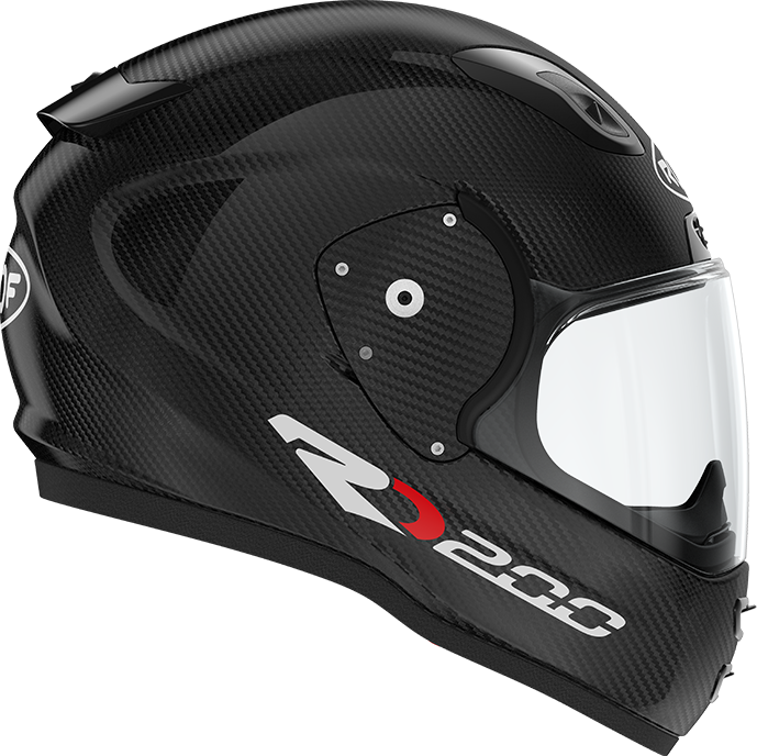 Roof RO200 Carbon Glossy Black side profile with visor closed