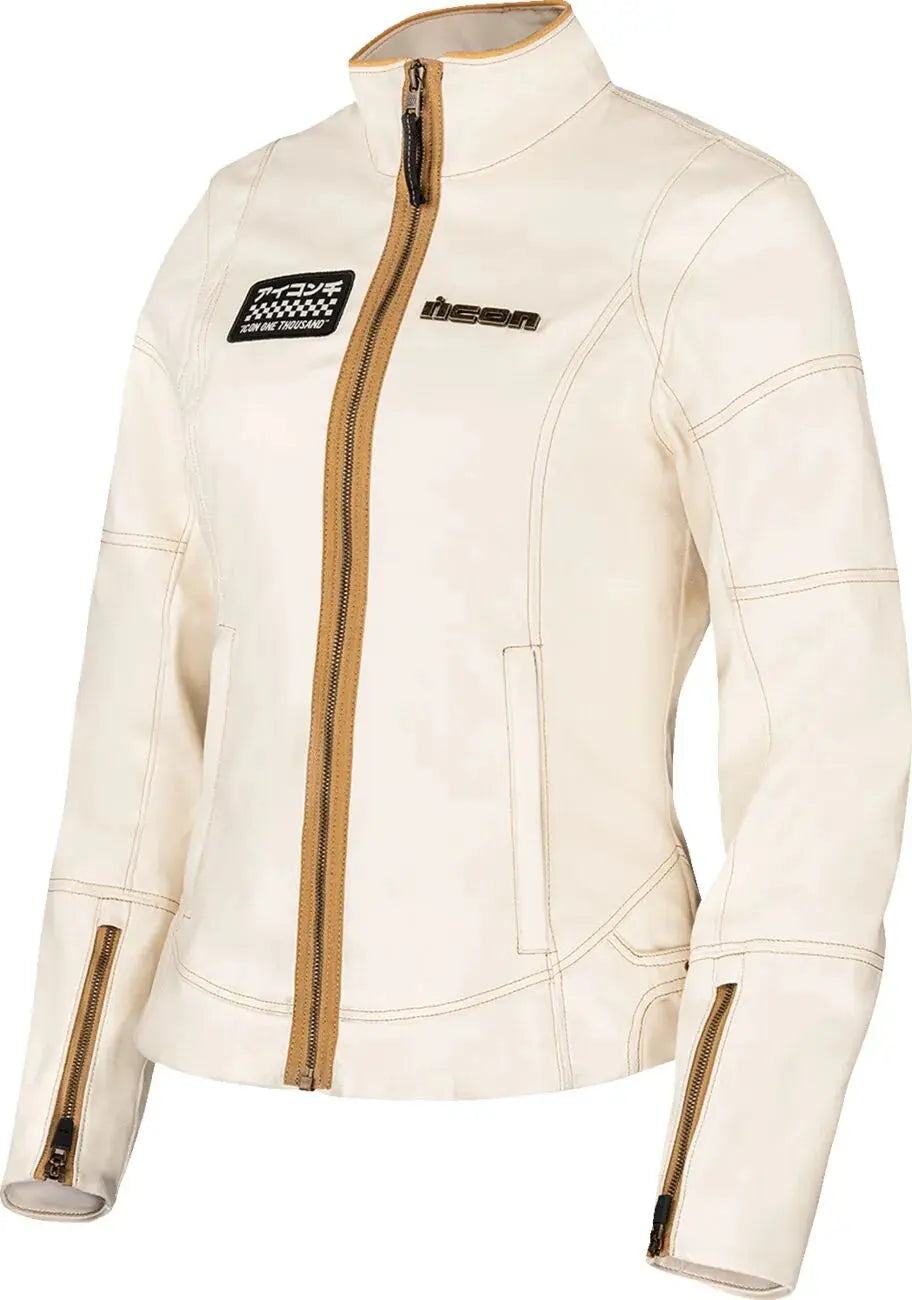 Icon Tuscadero 3 Ladies Textile Jacket Gold / White - FREE UK Shipping, FREE 365 Day Returns | Moto Central