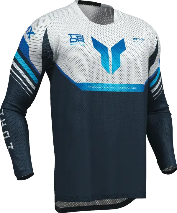 Thor Launchmode Air Raptor Jersey Grey / Midnight Blue / White - FREE UK Shipping, FREE 365 Day Returns | Moto Central