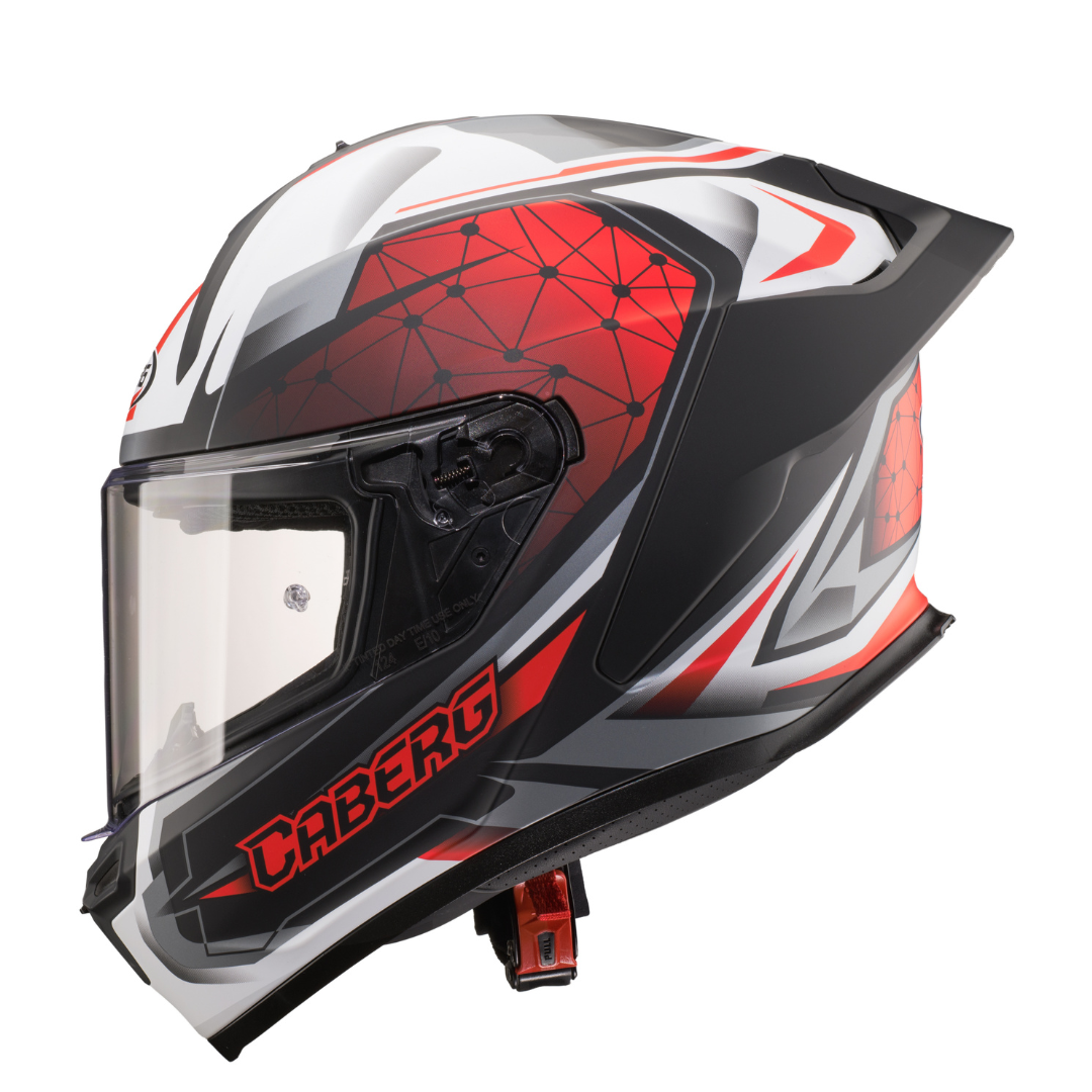 Caberg Roxter Kiso Matt Black, Red and White helmet – side profile view