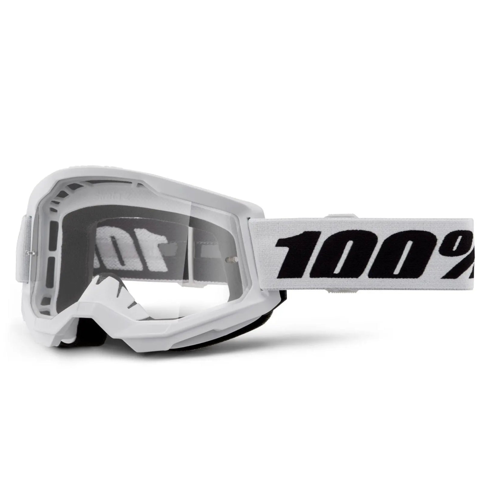100% Strata 2 Goggles White / Clear Lens - FREE UK Shipping, FREE 365 Day Returns | Moto Central