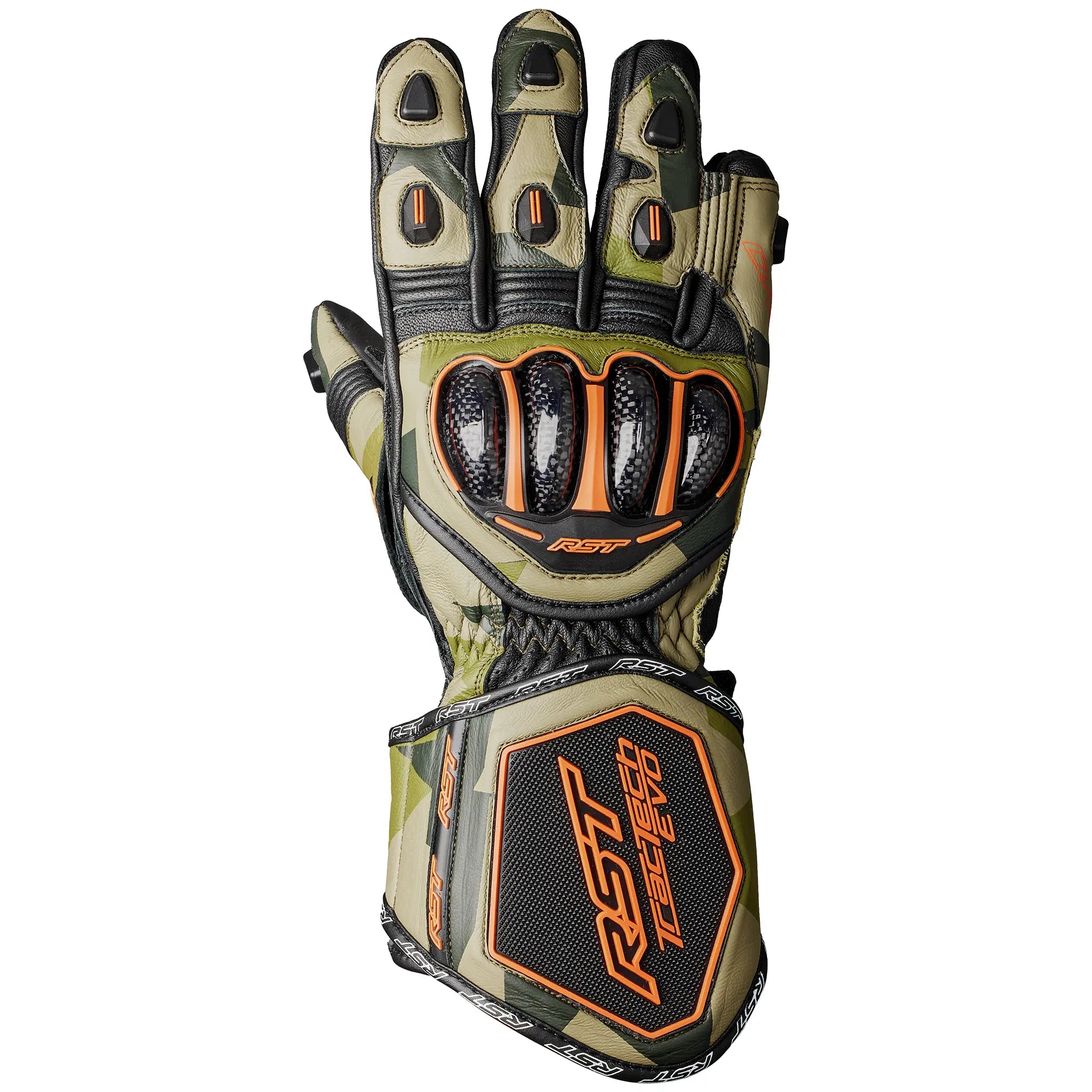 RST Tractech Evo 4 CE Gloves Camo / Orange - FREE UK Shipping, FREE 365 Day Returns | Moto Central