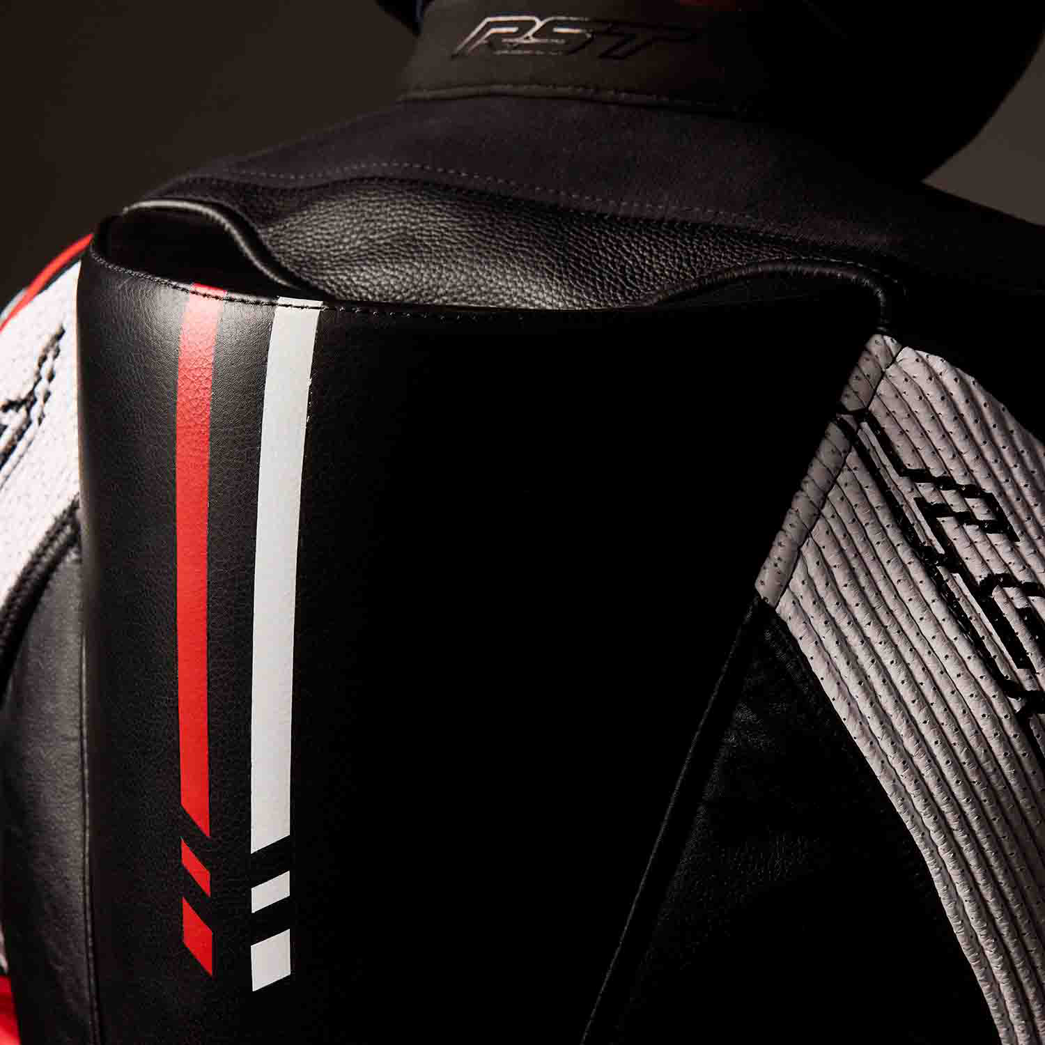 RST Race Dept V4.2 D3O Airbag One Piece Leather Suit Black / Red / White - FREE UK Shipping, FREE 365 Day Returns | Moto Central