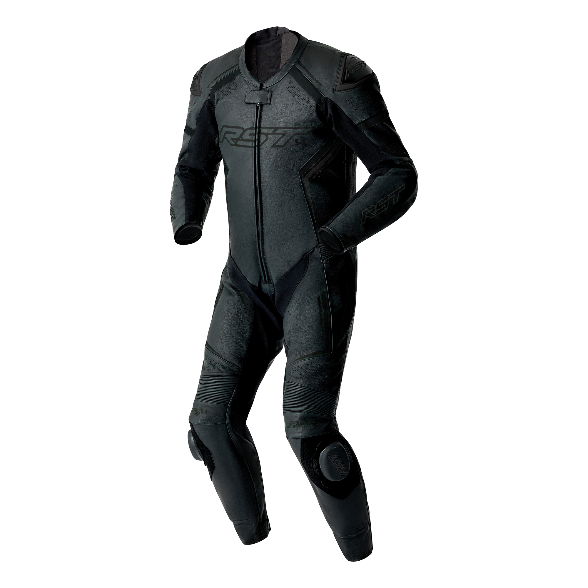 RST S1 D3O One Piece Leather Suit Black / Black / Black - FREE UK Shipping, FREE 365 Day Returns | Moto Central