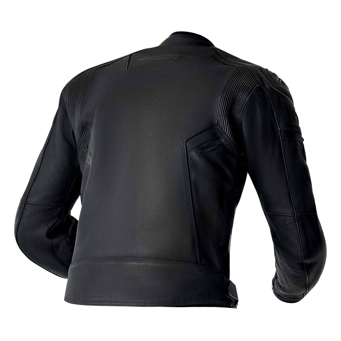 RST S1 D3O Leather Jacket Black / Black / Black - rear three-quarter view
