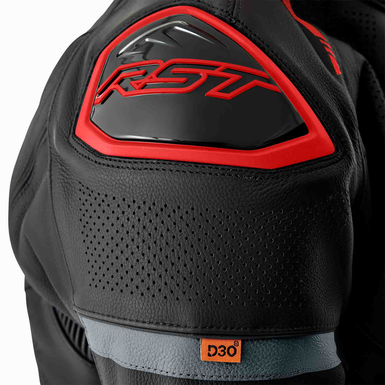 RST S1 D3O Leather Jacket Black / Grey / Red - FREE UK Shipping, FREE 365 Day Returns | Moto Central