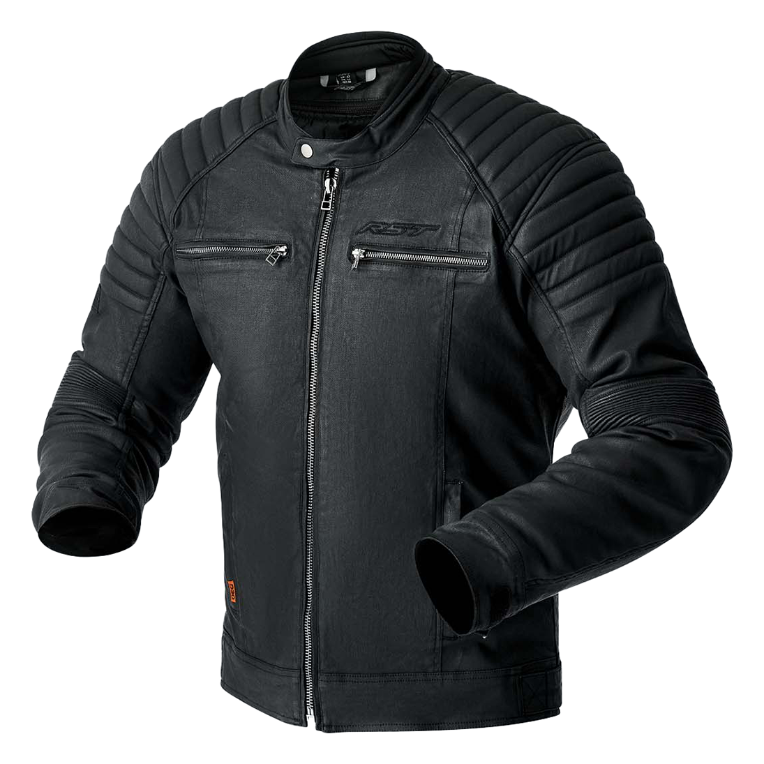 RST Brixton D3O Textile Jacket Black front and rear product views