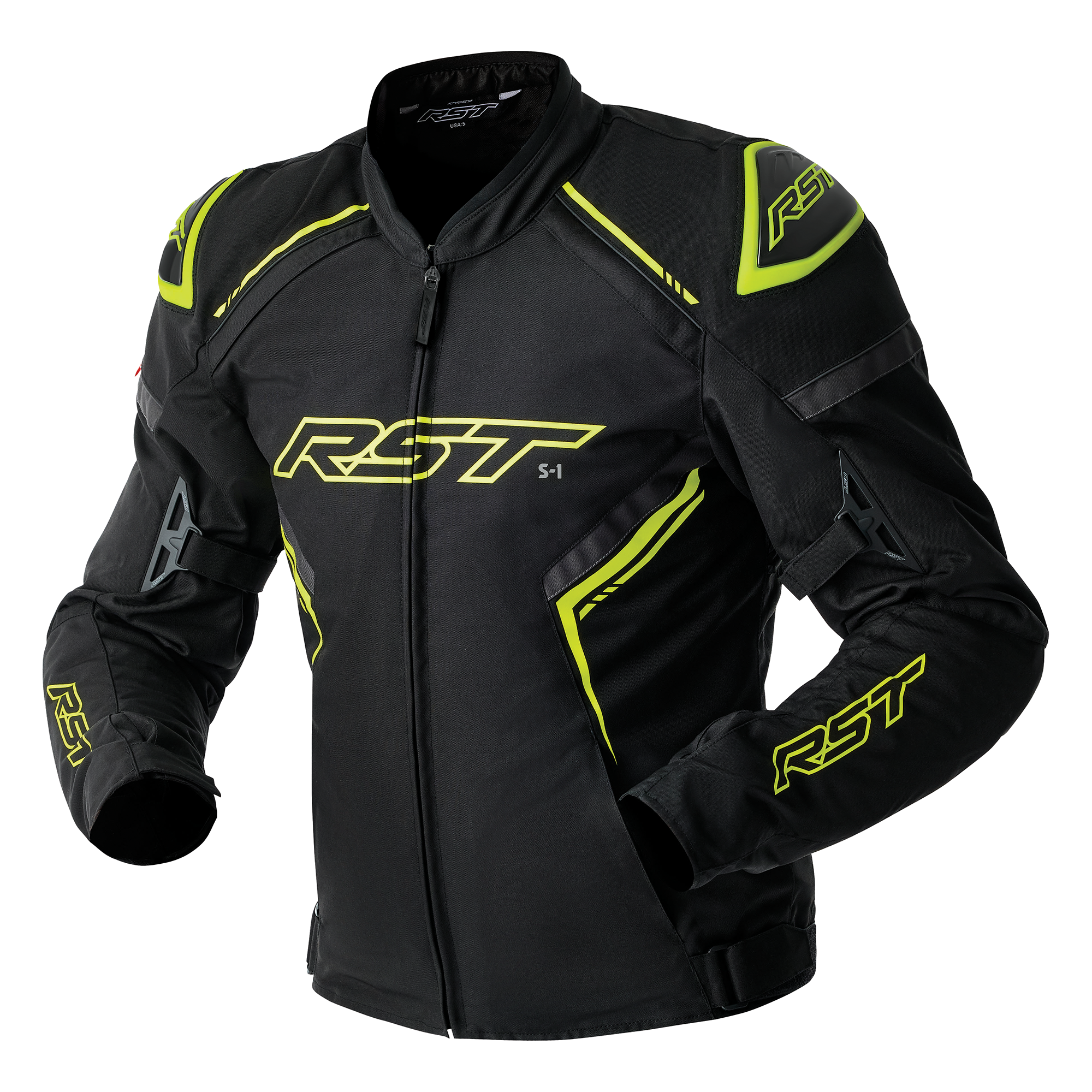 RST S1 D3O Textile Jacket Black / Grey / Fluo Yellow - FREE UK Shipping, FREE 365 Day Returns | Moto Central