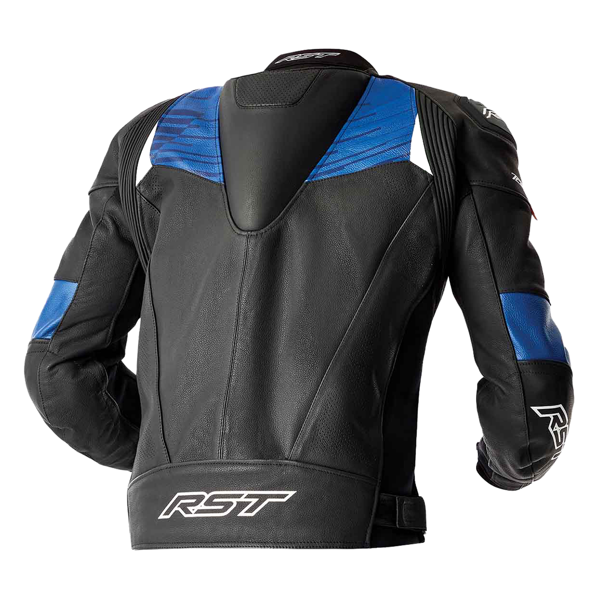 RST Tractech Evo D3O Leather Jacket Black / Blue rear view