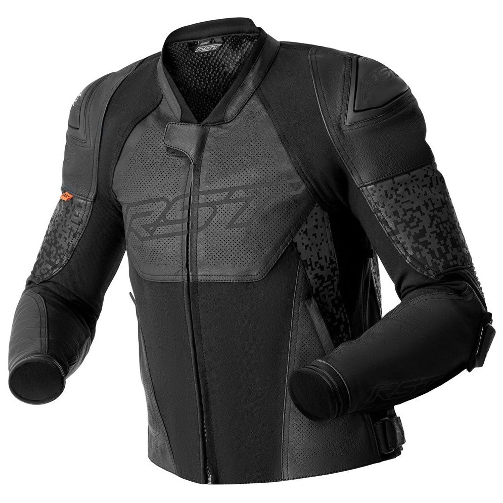 RST Pro Series Supersport-K D3O Leather Jacket Black / Black, front three-quarter view