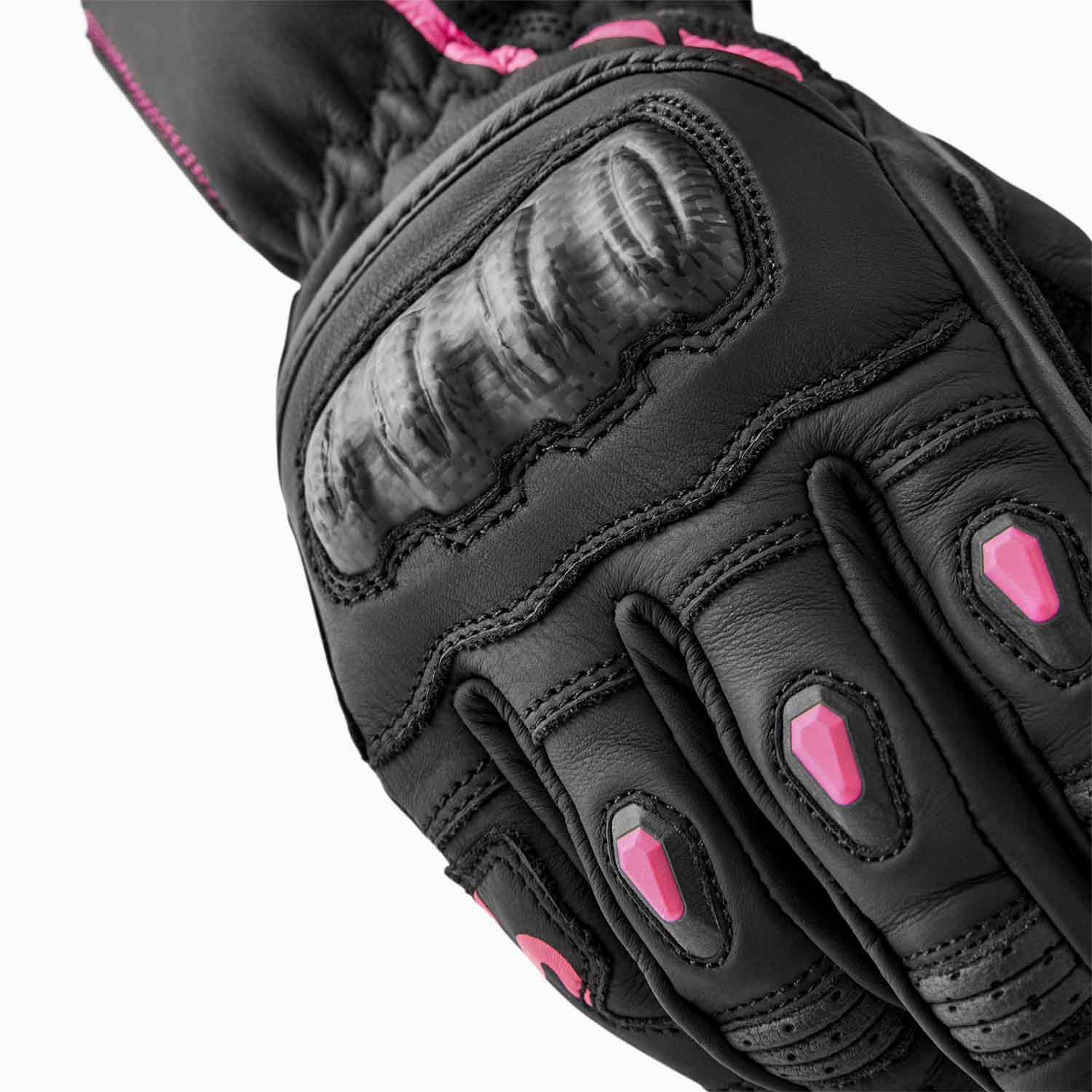 RST S1 Ladies Leather Gloves Black / Fluo Pink - FREE UK Shipping, FREE 365 Day Returns | Moto Central
