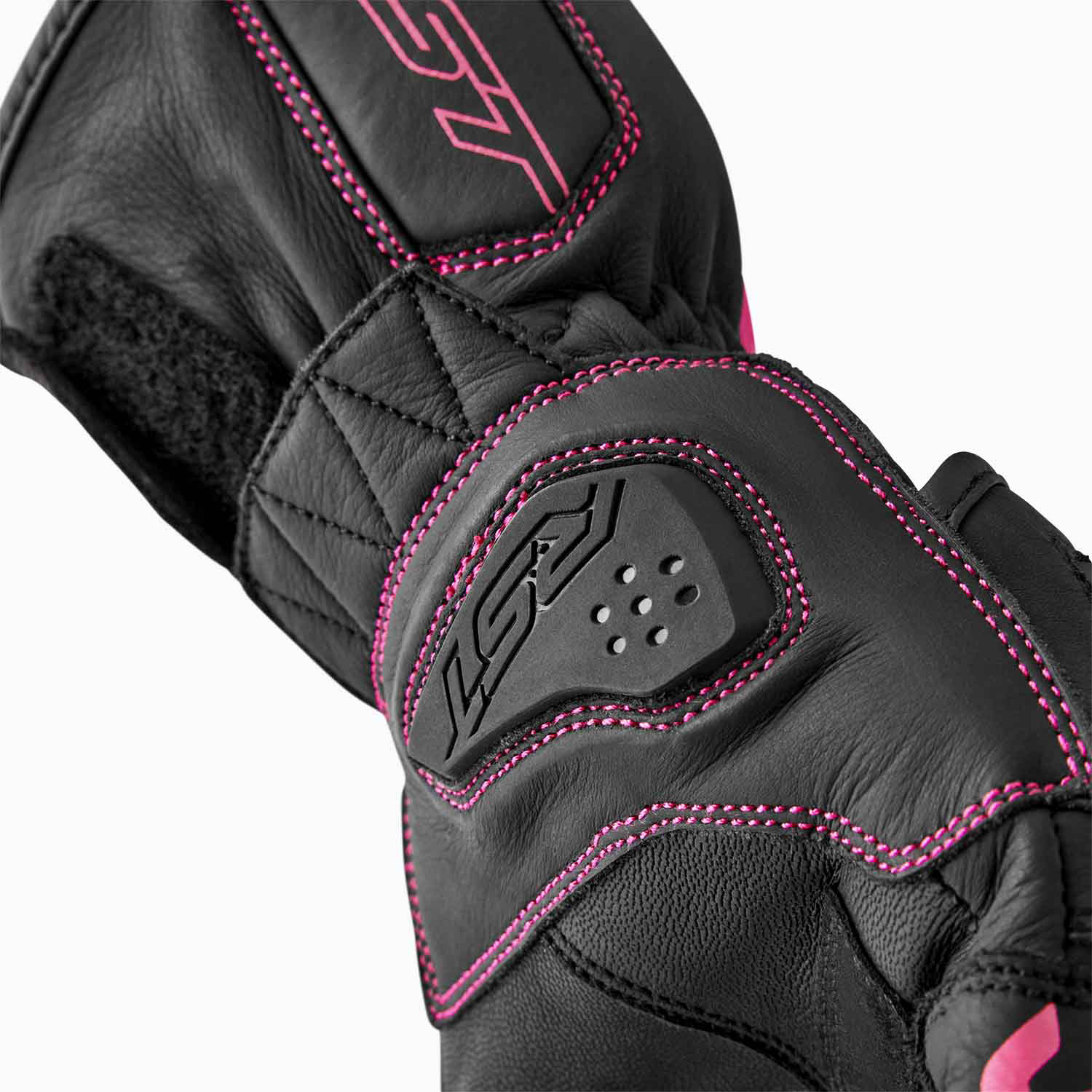 RST S1 Ladies Leather Gloves Black / Fluo Pink - FREE UK Shipping, FREE 365 Day Returns | Moto Central