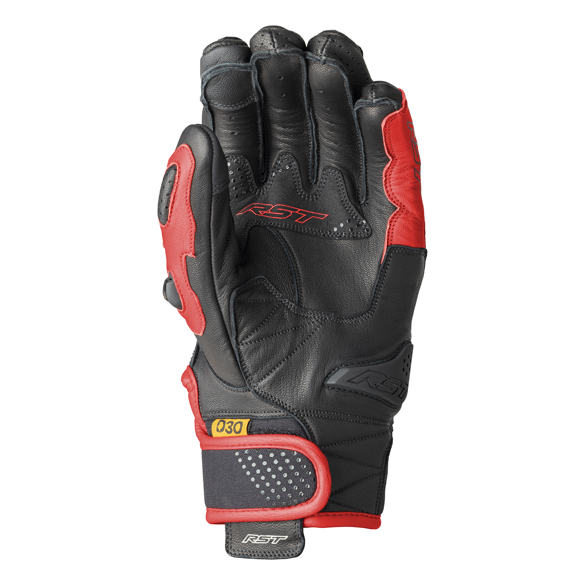RST Freestyle 3 D3O Leather Gloves Black / Red - FREE UK Shipping, FREE 365 Day Returns | Moto Central